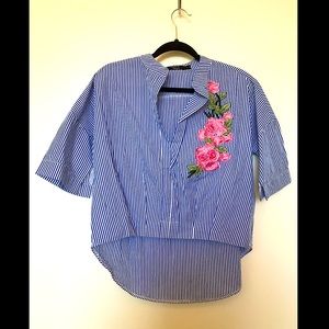 Paper Heart Blue and white Striped Blouse | S